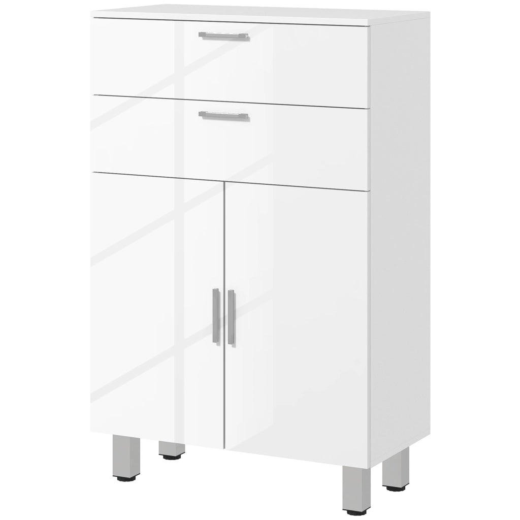 Mobile da Bagno con 2 Ante e 2 Cassetti ¨C Minimal ¨C Bianco Lucido 60x30x93 cm