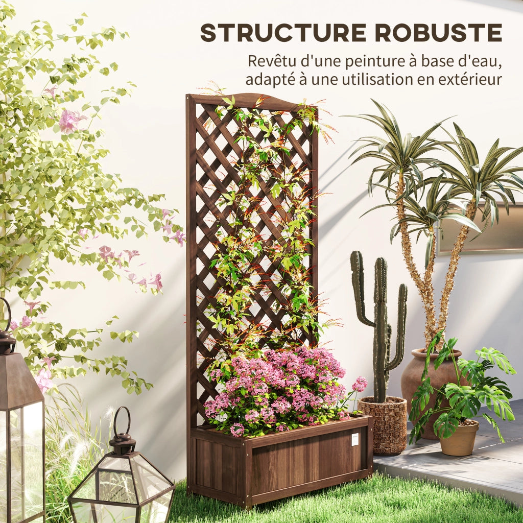 Fioriera con Griglia Legno ¨C zephmum ¨C Marrone 76x36x170 cm