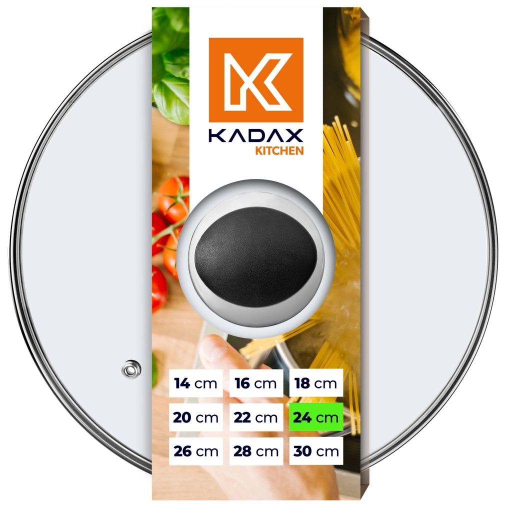 Coperchio in vetro KADAX da 24 cm, universale, resistente al calore, per pentole e padelle.