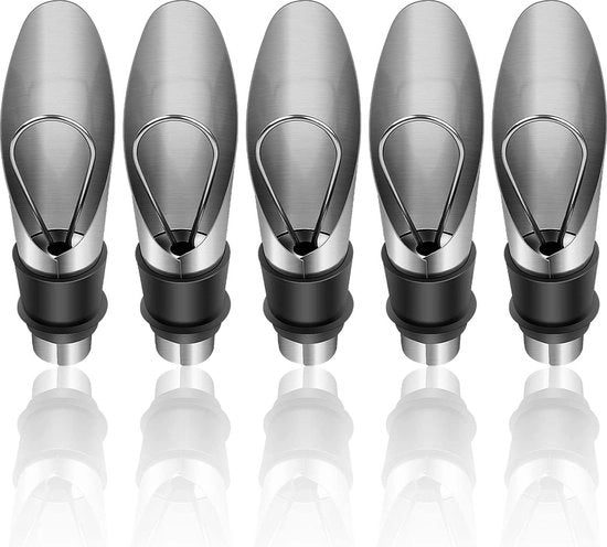 Set di 5 - Imbottitura in acciaio inossidabile - Chiusura del vino - Sicuro e duraturo