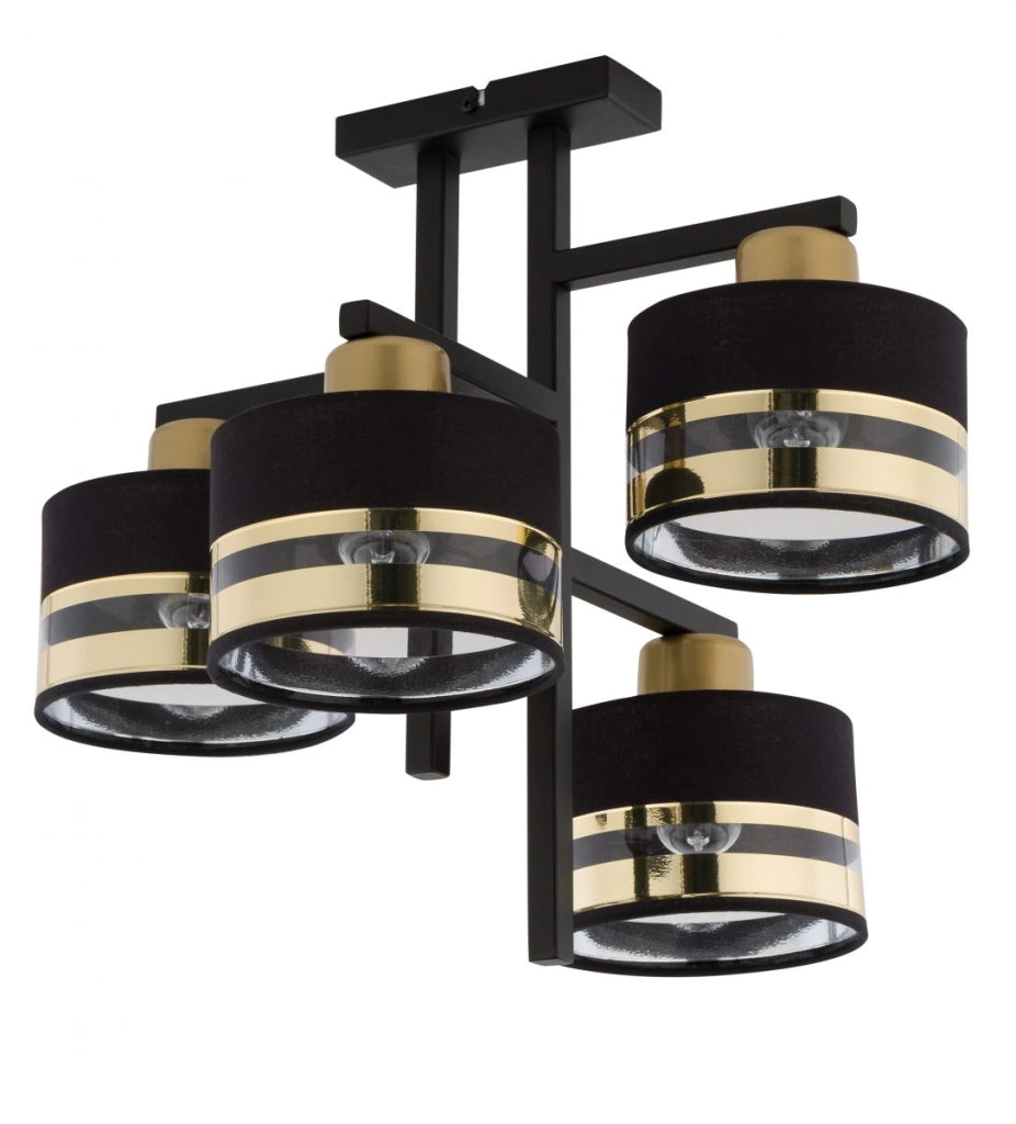 Plafoniera Pro Sigma design moderna 4 luci nero/oro E27