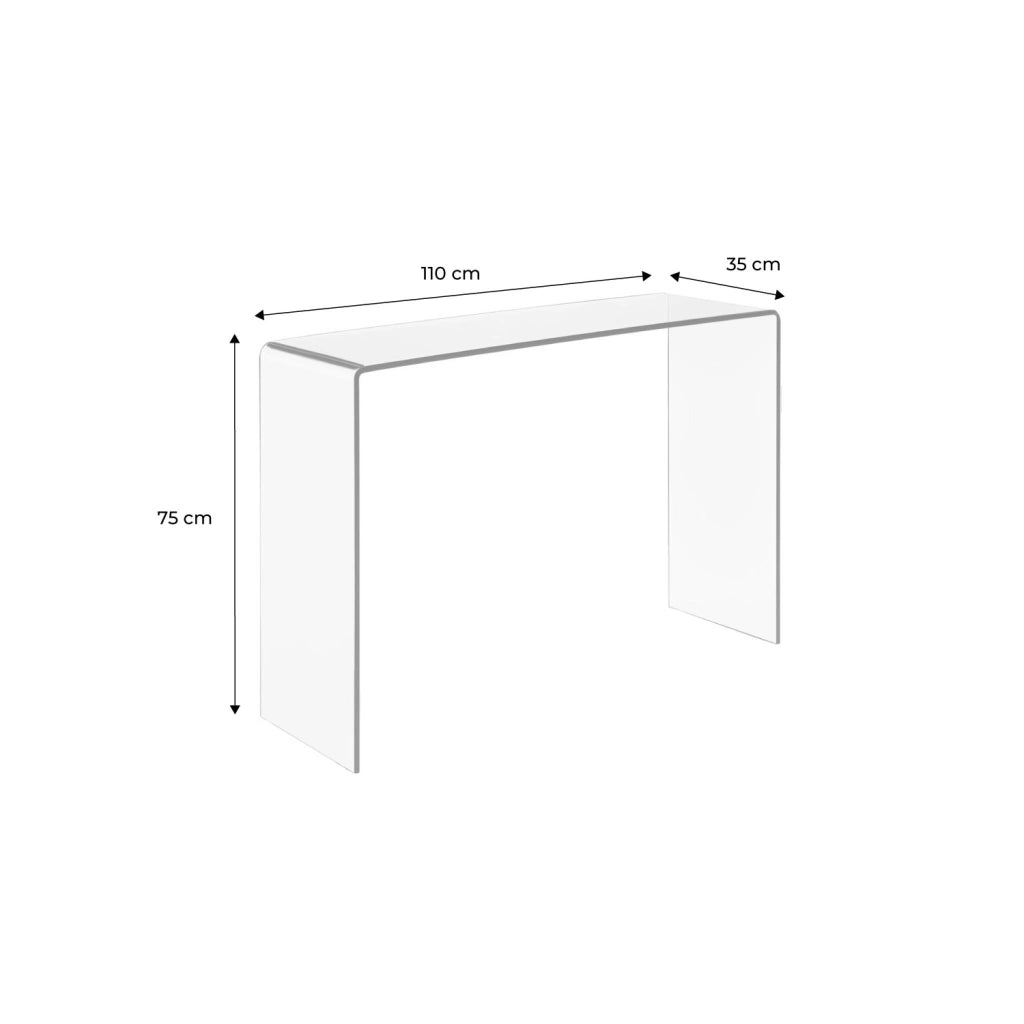 Console rettangolare in cristallo temperato, 110cm, transparent