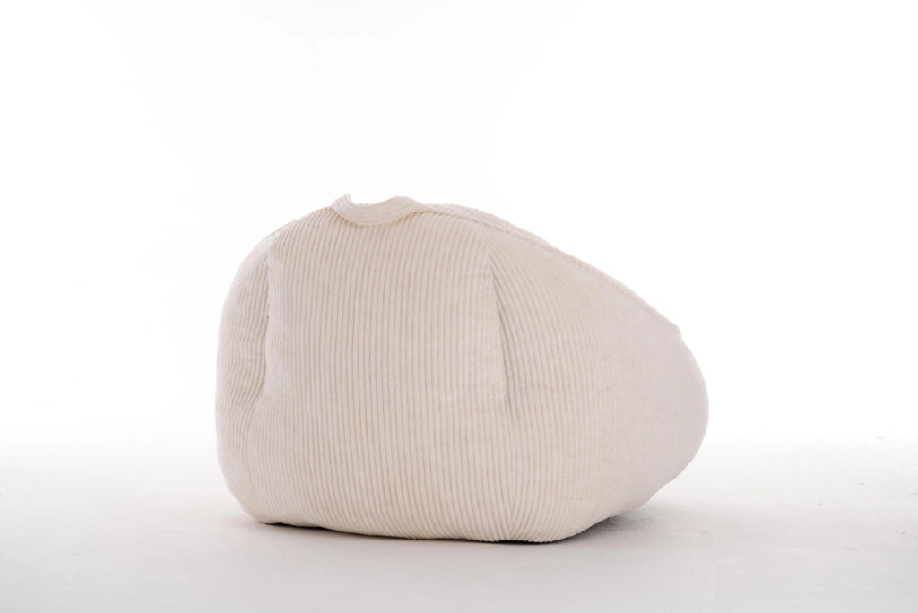 Poltrona sacco ergonomica in velluto a coste con memory foam e schienale; beige