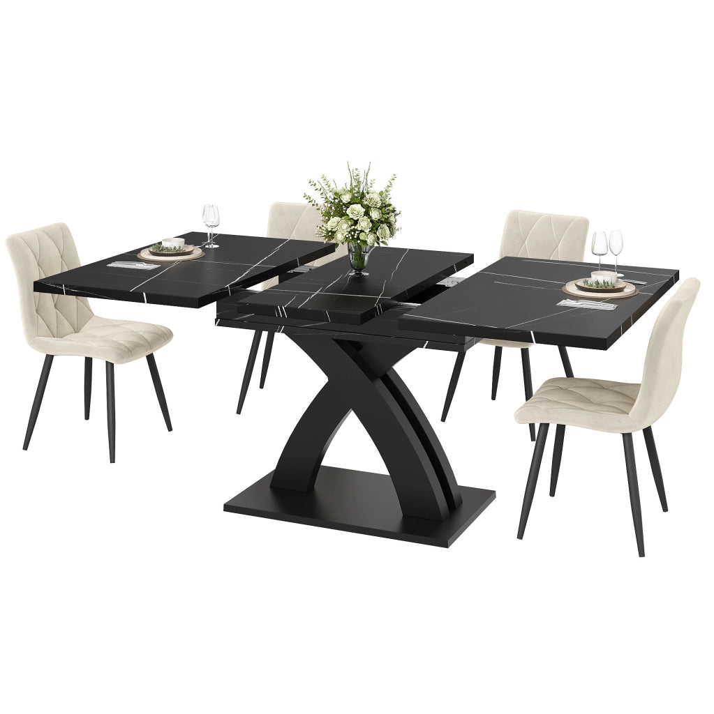 Tavolo da pranzo allungabile 120x80x76 cm in MDF nero