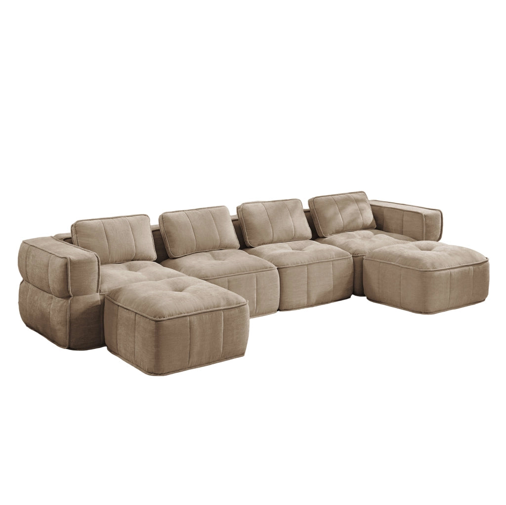 DIVANO Modulare a U Senza Telaio 344x162x67 cm Poliestere Sabbia