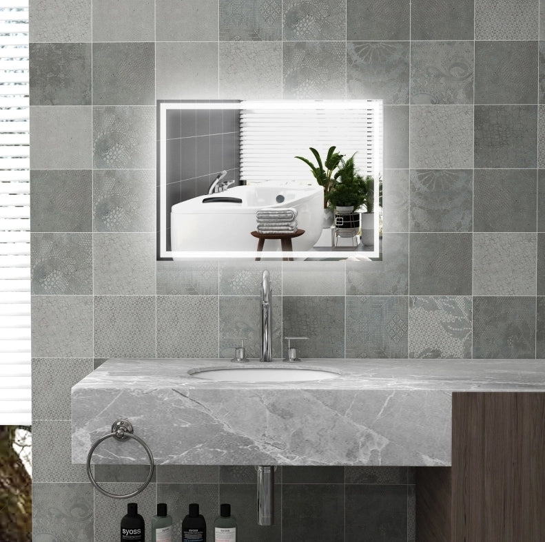 Specchio bagno LED ULEVR 70x50 cm con touch, luce regolabile a 3 tonalit¨¤ e funzione antiappannamento
