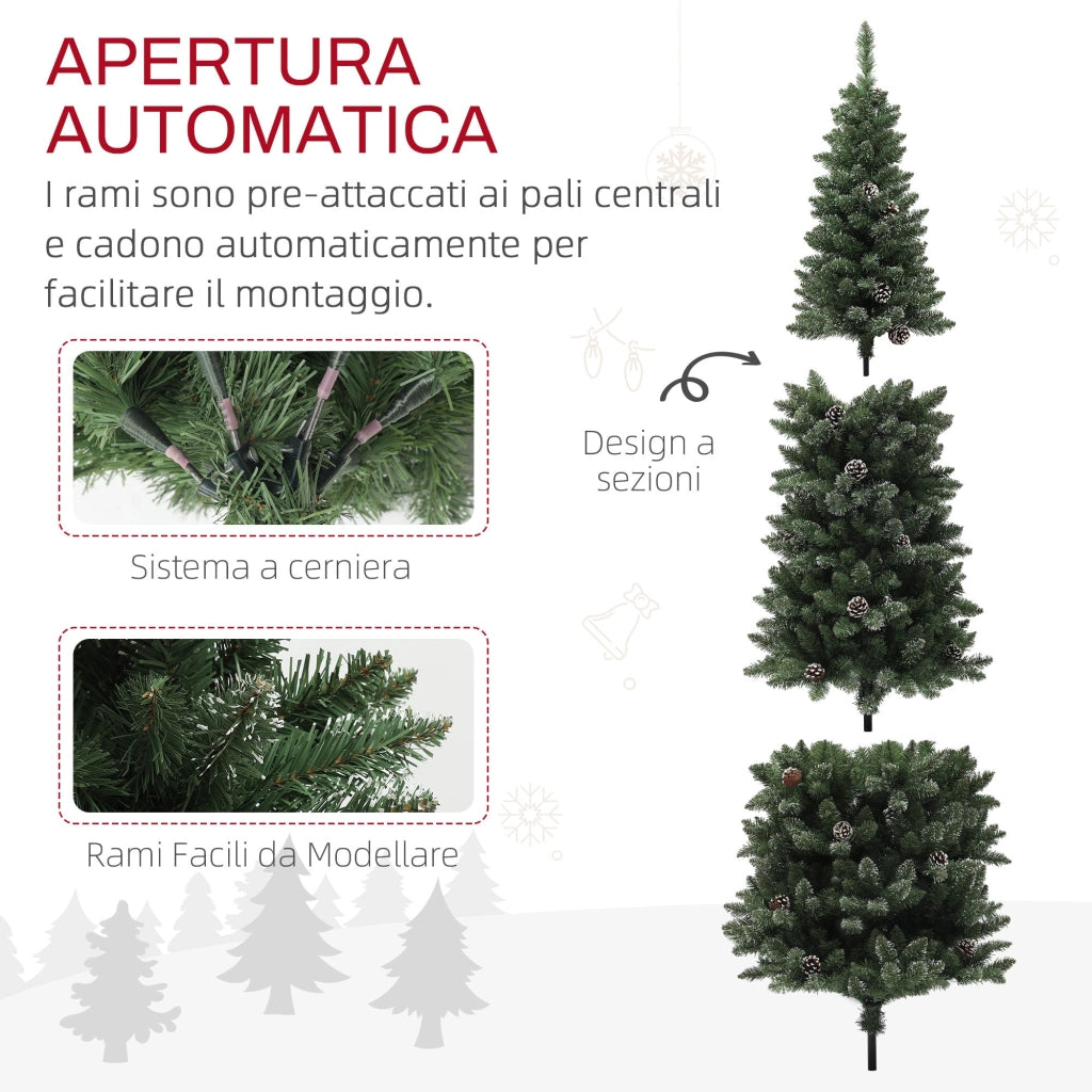 Albero di Natale Artificiale 180 cm 618 Rami con Pigne Verde