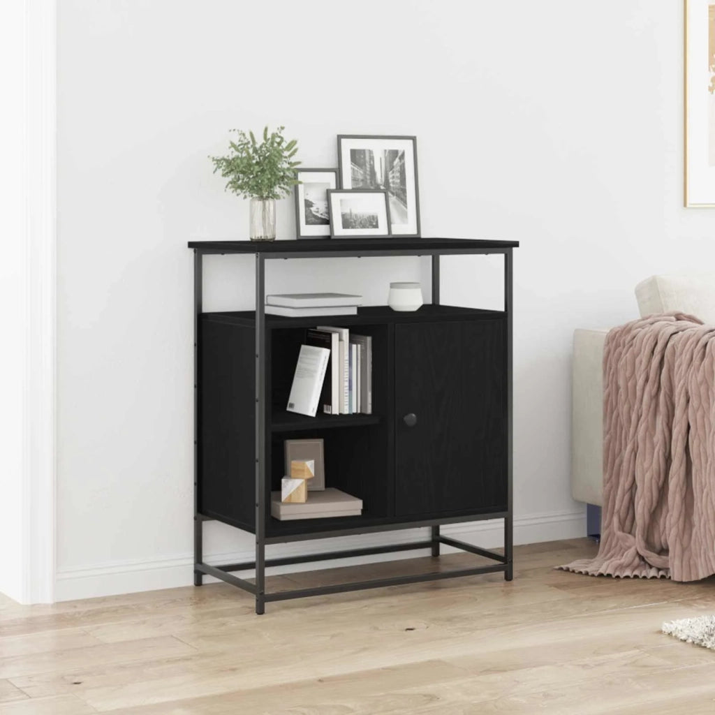 Credenza | Madia | Buffet da pranzo | Armadio da pranzo Rovere Nero 69 x 35 x 80 cm Legno multistrato