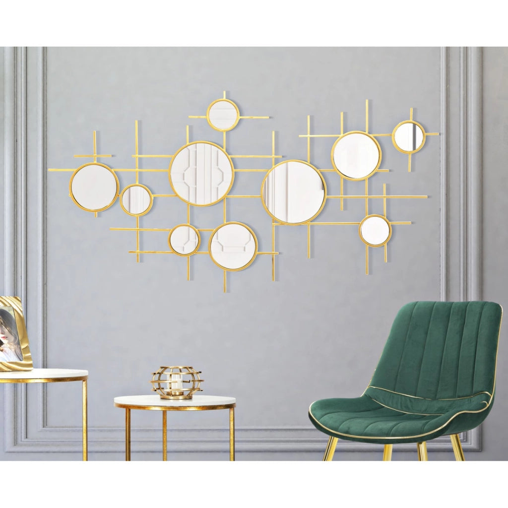 Specchio con Cornice Cerchi 27, Oro, Metallo, 117x4,5x61 cm