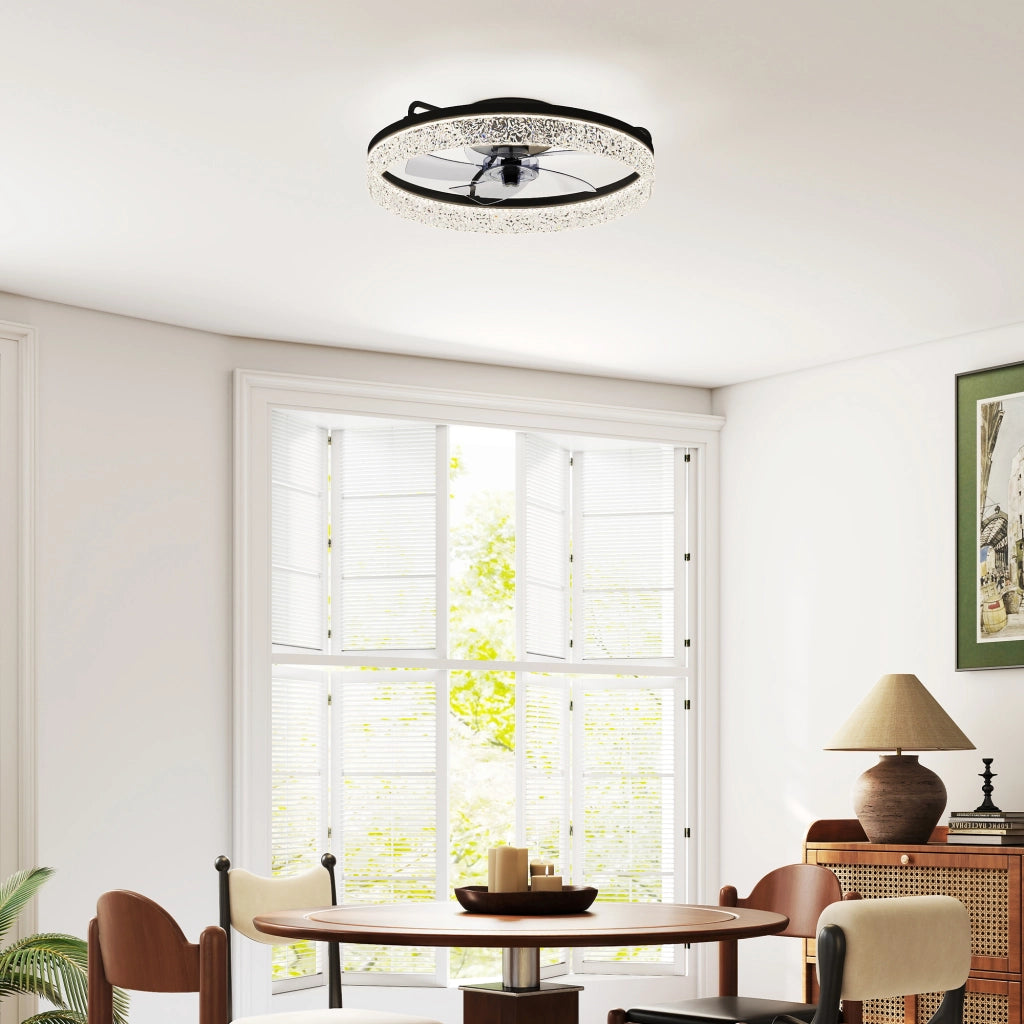 Ventilatore da Soffitto con Luce a LED Dimerizzabile e Telecomando ¨C Zephmum ¨C Nero