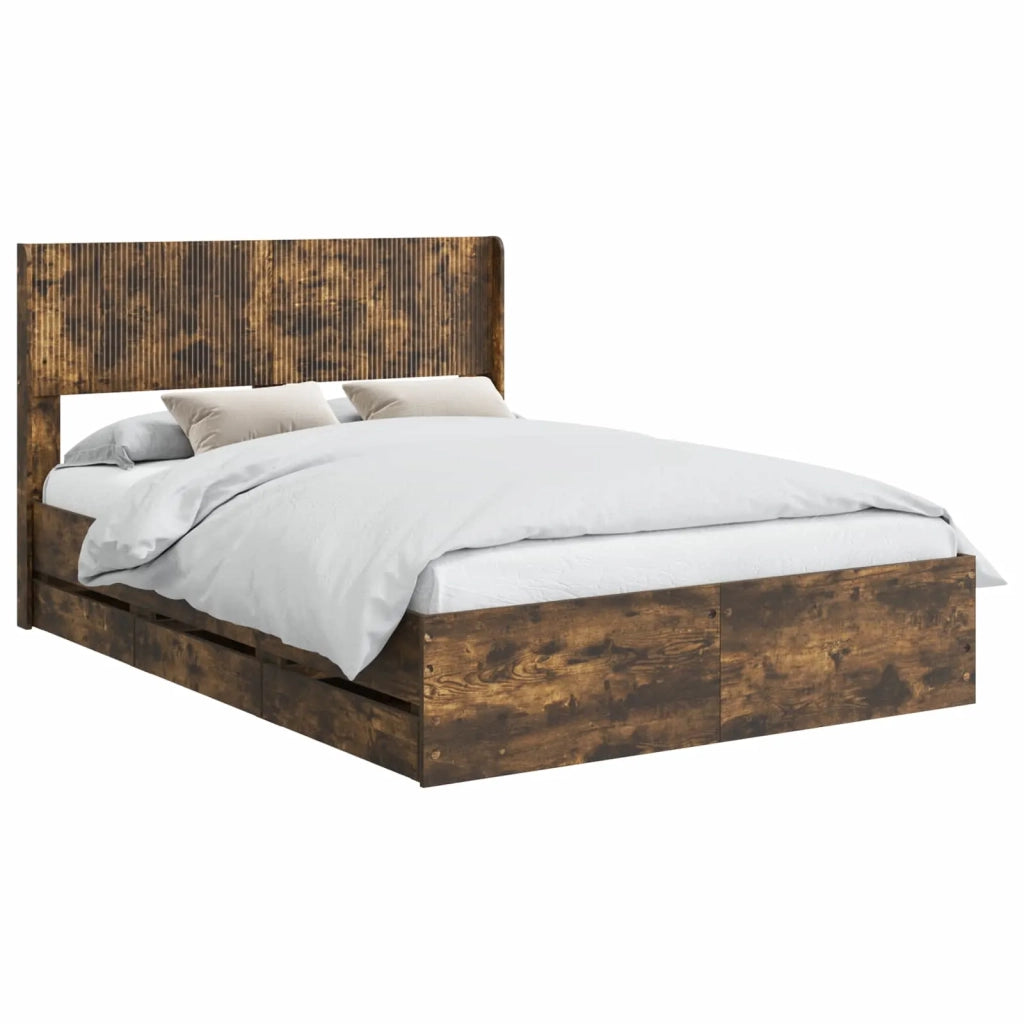 Struttura del letto con stoccaggio e testata Rovere Fumo 3414303