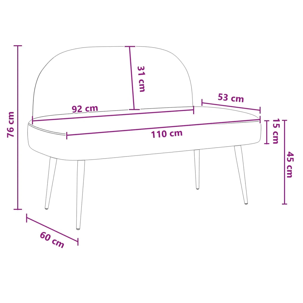 Panchina imbottita con schienale Nero 110 x 60 x 76 cm CFW4827065