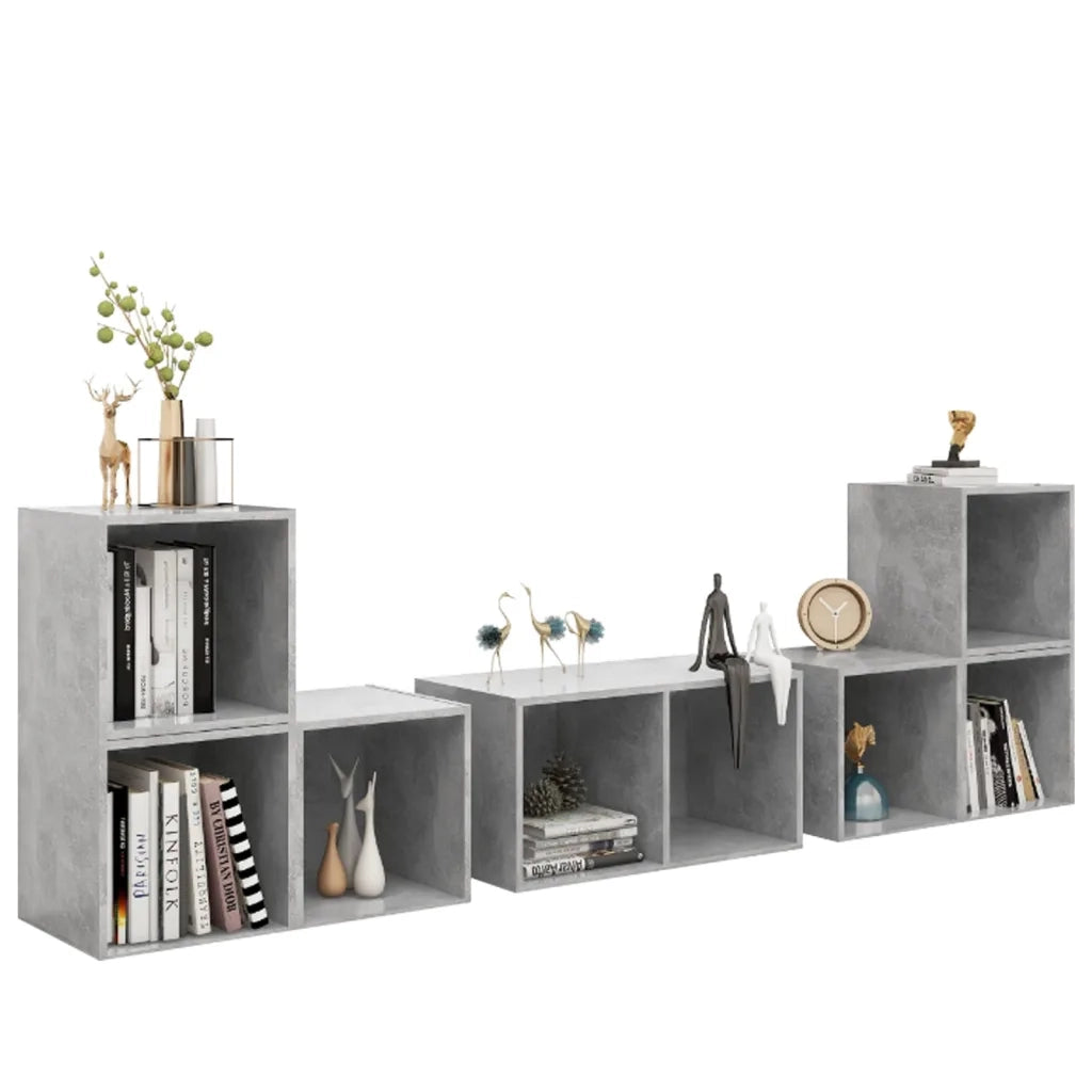 Set Mobile TV 6 pz | Armadietto TV | Mobile Porta TV Grigio Cemento in Legno Multistrato