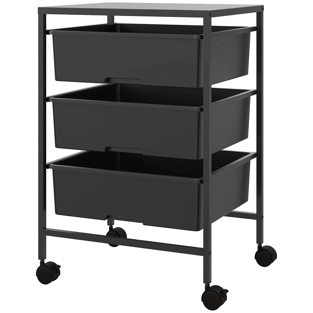 Carrello con ruote e 3 cestini ¨C zephmum ¨C 40,8x33,5x60,5 cm, nero