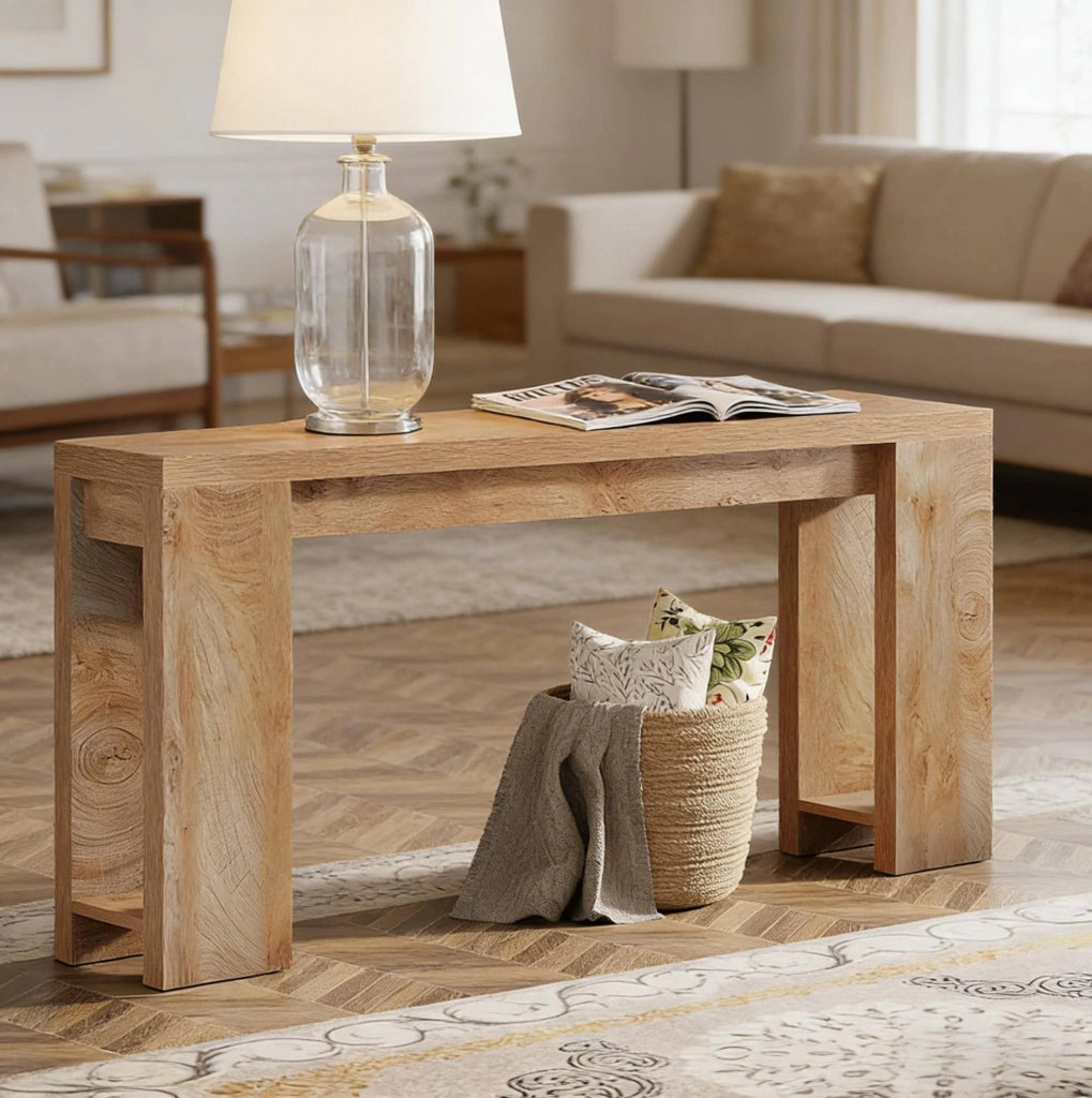 Tavolo consolle extra lungo in legno marrone 63 x 11;81 pollici