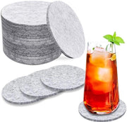 Onderzetters in vilt, set di 16, per bicchieri, con base antiscivolo, lavabili, resistenza al calore, per bar, ristoranti, uffici (grigio chiaro)