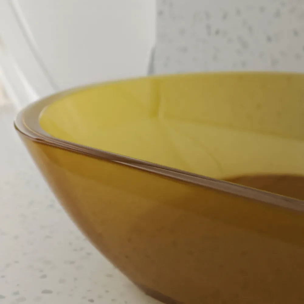 Lavabo da appoggio in vetro trasparente 56x36x11 cm colore giallo | Aurea