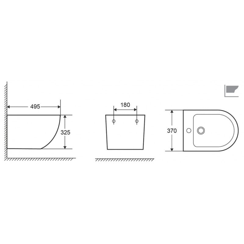 Bidet sospeso bianco MILOS 49,5x32,5x37 cm sospeso