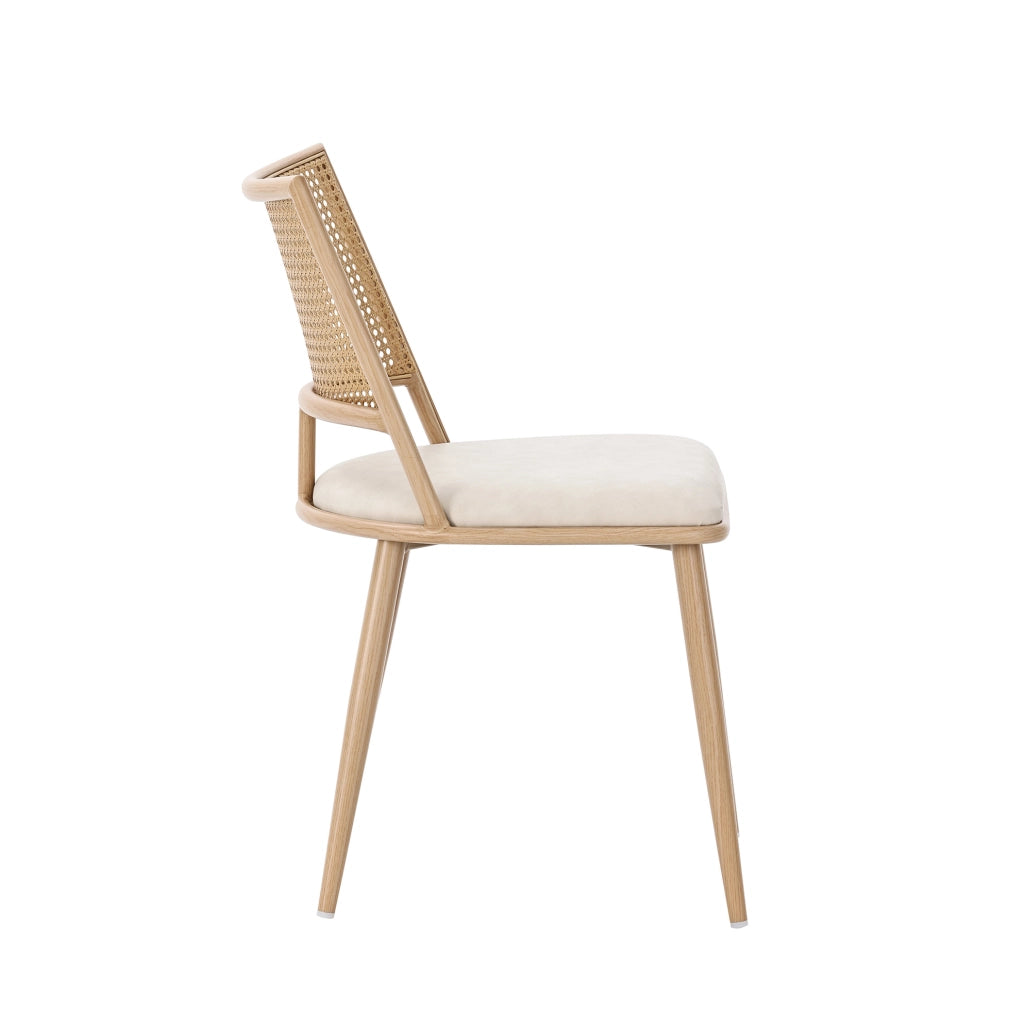Set di 2 sedie in rattan con seduta in PU; beige