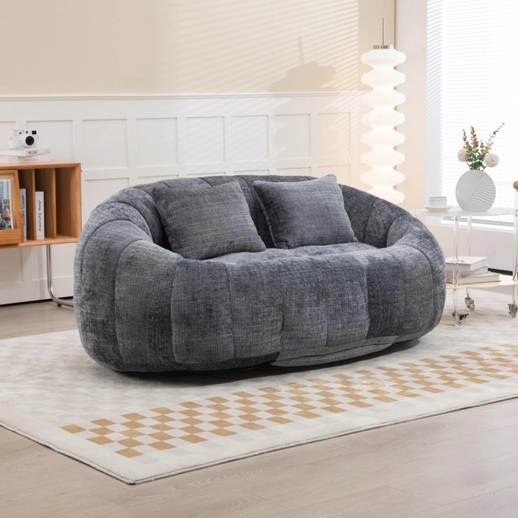 Divano relax, divano in chenille, schienale alto, pronto all’uso, per interni ed esterni, grigio