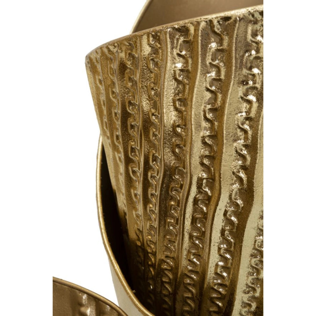 Set di 3 Vasi Decorativi VKH423, Oro, Metallo, 39x42x75 cm