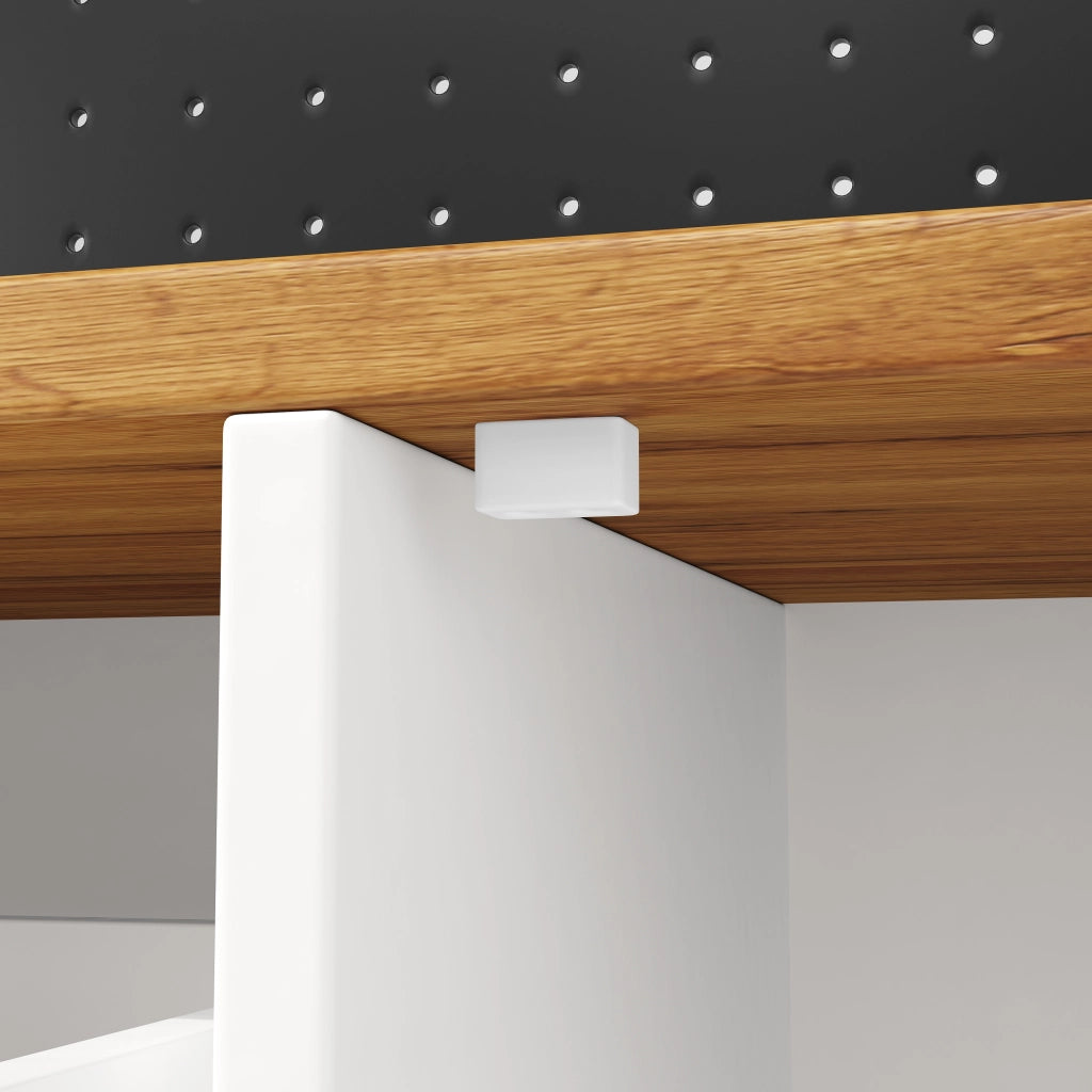 Armadio da cucina con illuminazione LED; MDF e vetro bianco
