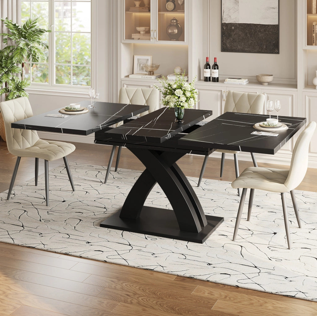 Tavolo da pranzo allungabile 120x80x76 cm in MDF nero