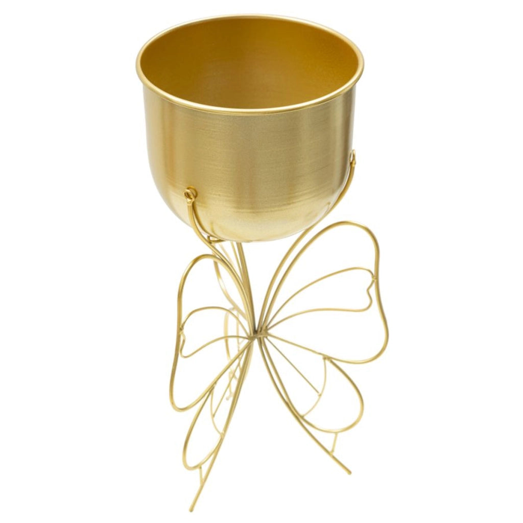 Vaso per Piante Farfalla 4, Oro, Metallo, 22x22x45 cm
