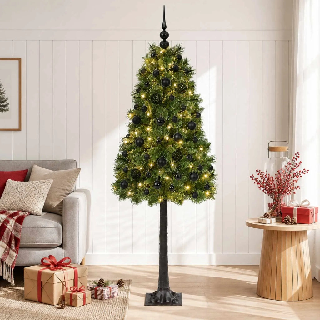 Albero di Natale artificiale con rami snodati e palline 180 cm 3466489