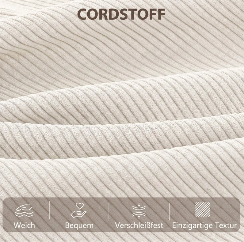 Divano letto 2 posti con schienale regolabile, funzione letto e contenitore nascosto, rivestimento in corda beige
