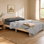 Letto matrimoniale 140 × 200 cm con testiera e rete a doghe in legno naturale portata massima 150 kg