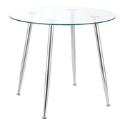 Tavolo da pranzo rotondo con vetro temperato e acciaio 75 x 80 cm cromato trasparente 03_0008704