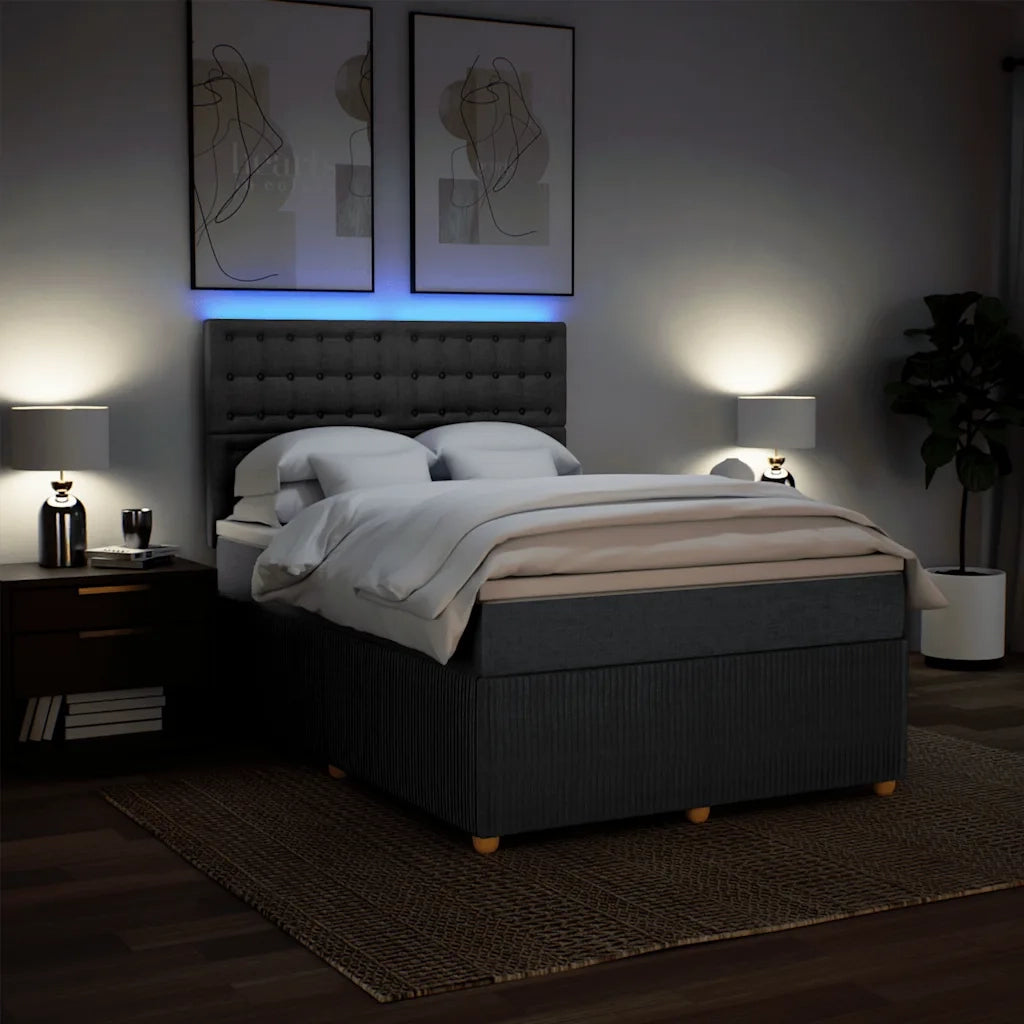 Giroletto a Molle con Materasso Grigio Scuro 140x200cm Tessuto 3294394