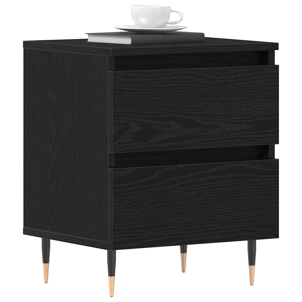 Set di 2 Comodini | Armadio da Notte | Mobiletto da notte con cassetto Rovere Nero 40 x 35 x 50 cm