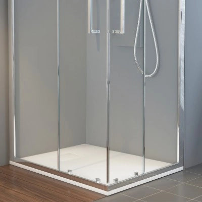 Box doccia angolare 90x90 cm doppio scorrevole in cristallo trasparente Ted