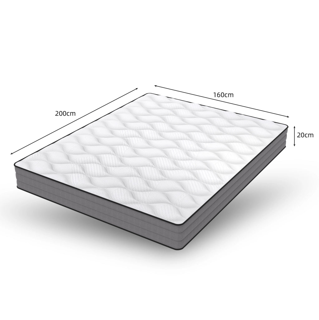 Materasso a molle insacchettate 7 zone H3; schiuma memory; bianco e grigio