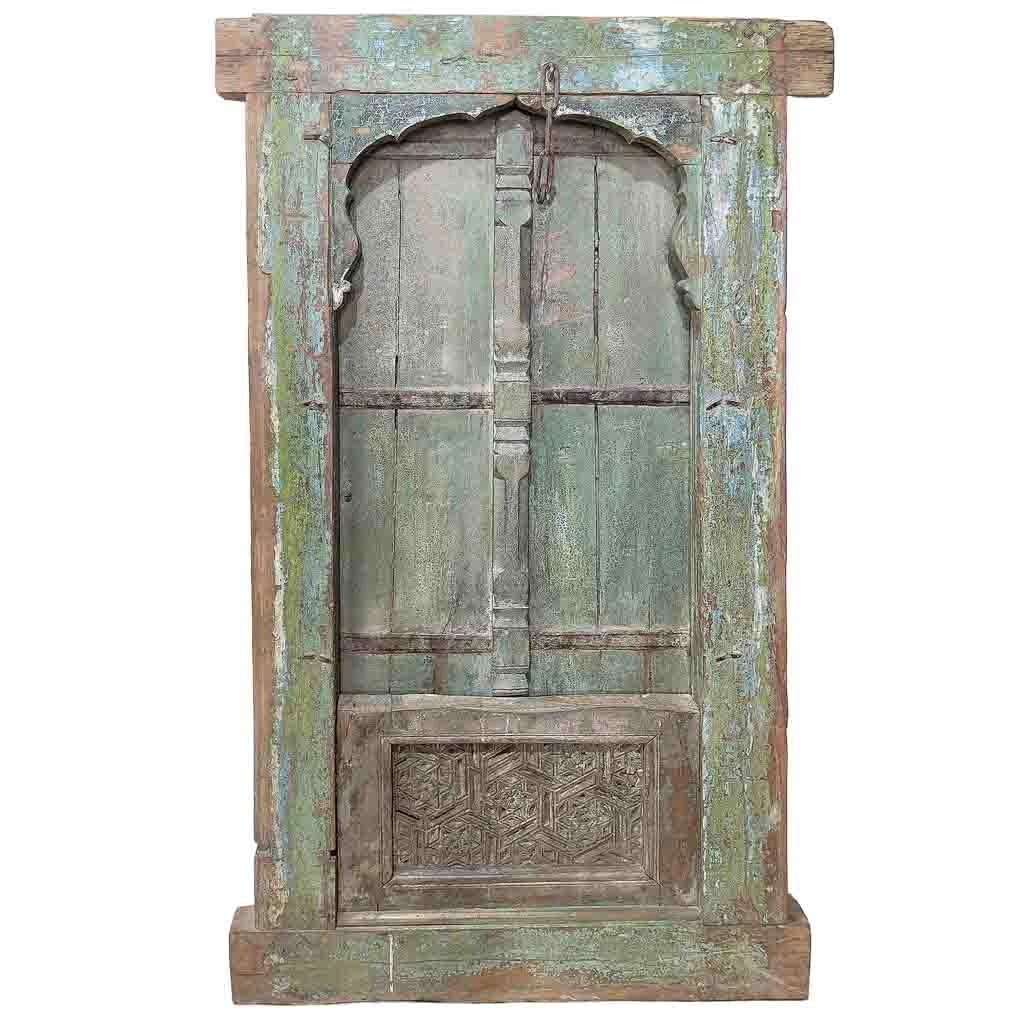 Finestra in legno artigianale blu 100x14x180h cm