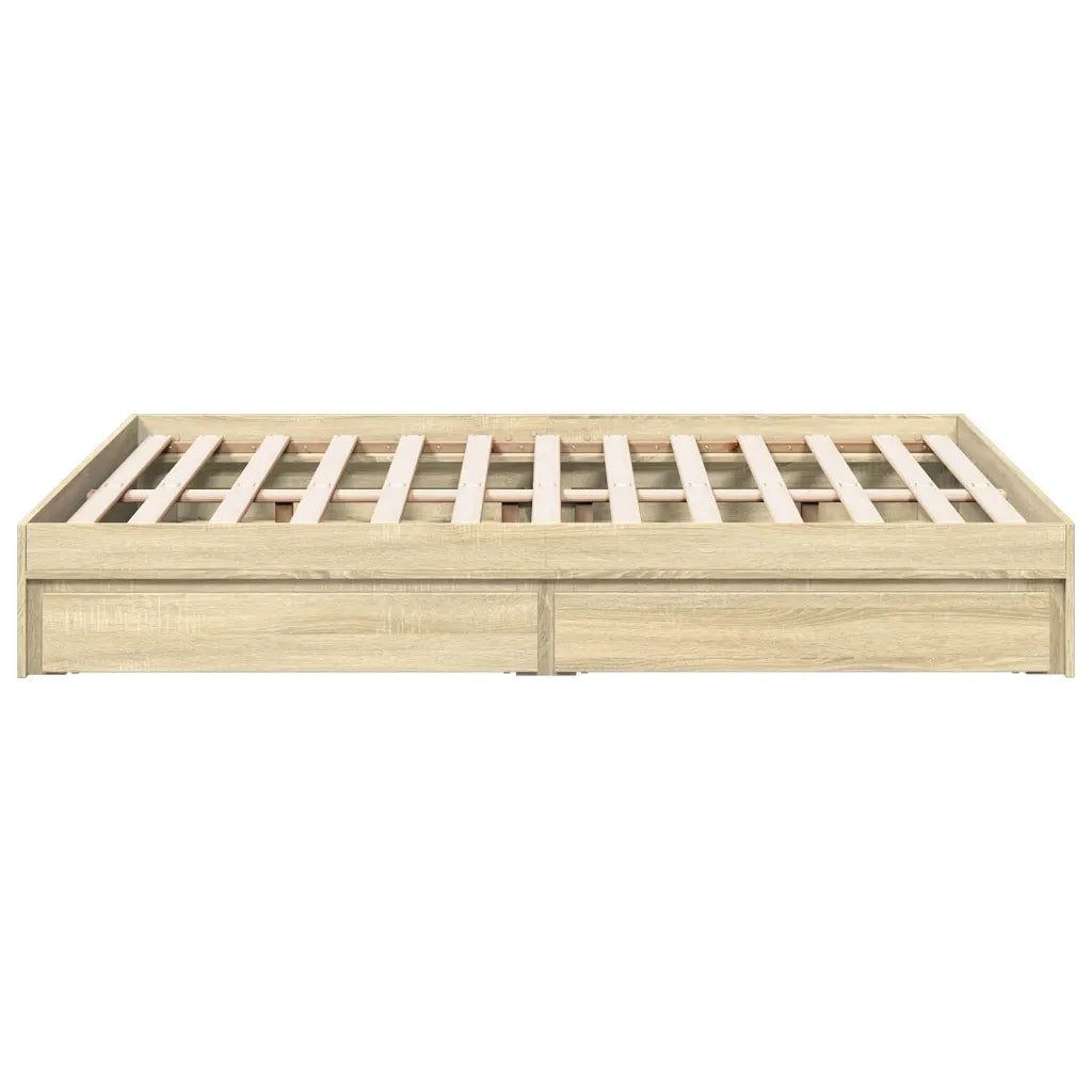 Letto matrimoniale | Letto per adulti | Giroletto Cassetti Rovere Sonoma 120x190 cm Legno Multistrato