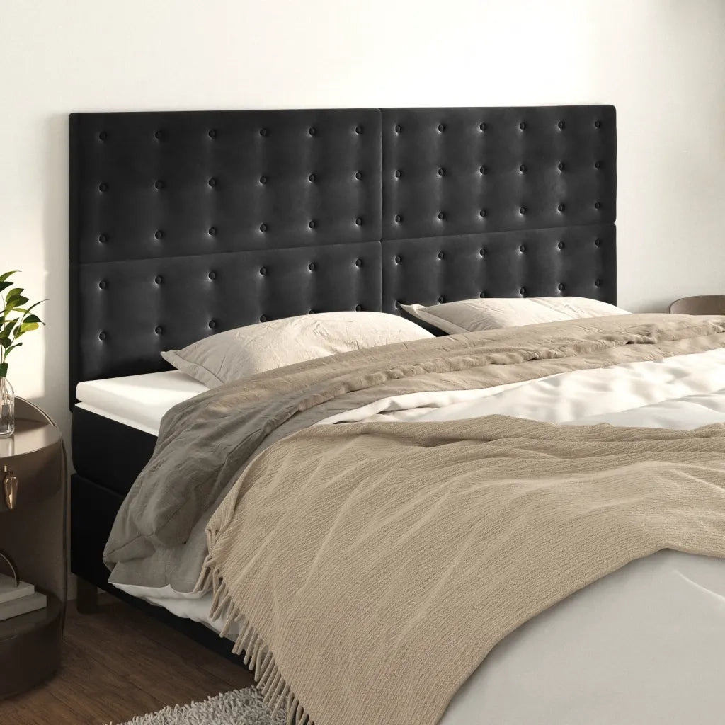 Testiera Nera 160x5x118/128 cm Velluto 3116822
