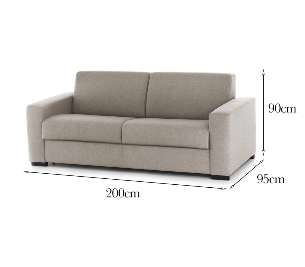 Divano fisso Azier, Divano a 2 posti Large, Made in Italy, Sofà\  Soggiorno in tessuto imbottito, con Braccioli standard, cm 200x95h90, Tortora