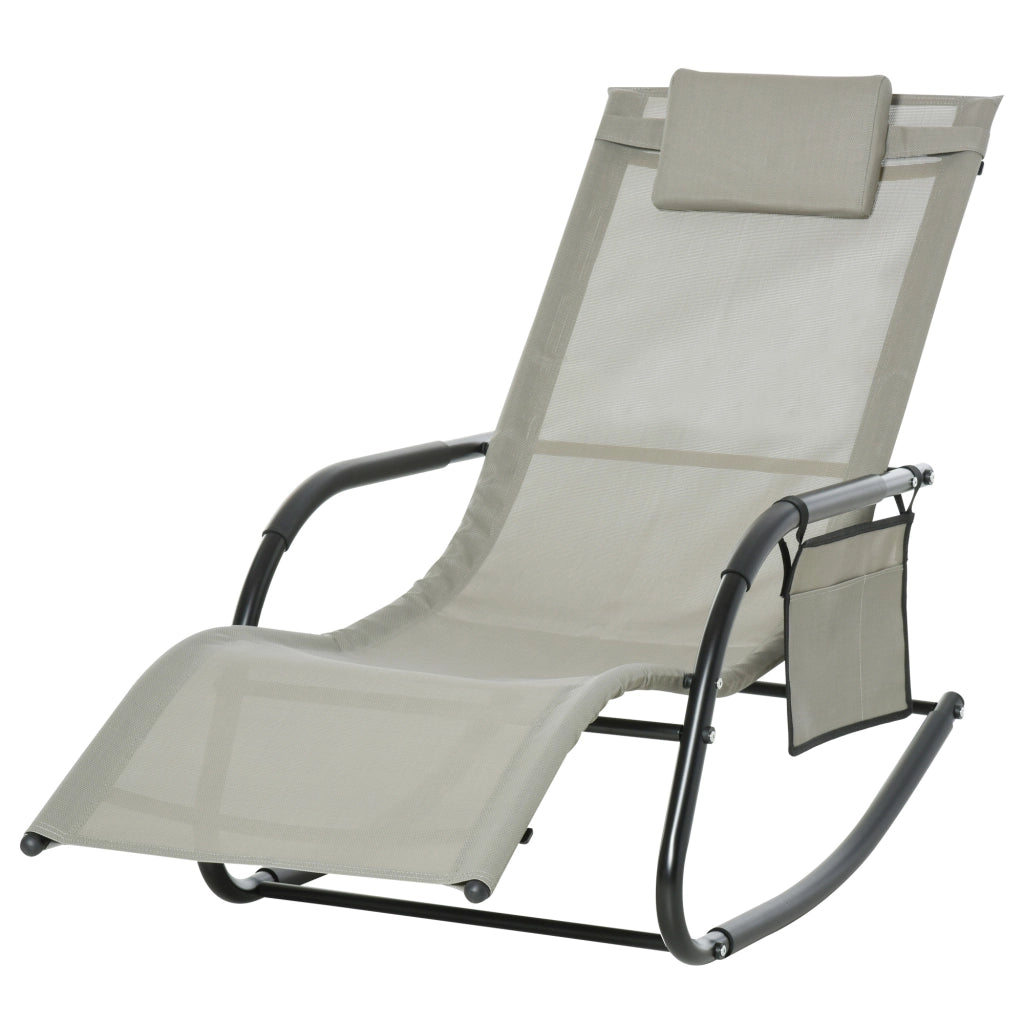 Poltrona a Dondolo da Giardino ¨C zephmum ¨C Nero, Grigio, 150x62x88 cm