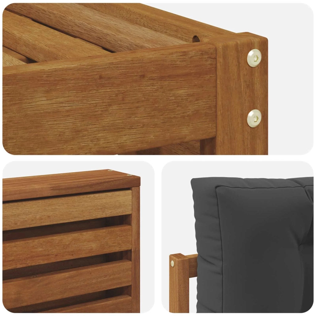 Set divani 7 pcs Naturale e Antracite Legno di Acacia Massello 3373827