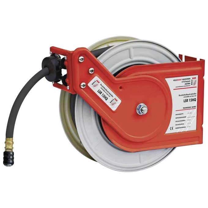 HOLZMAN H050400007 LSR15HQ Avvolgitubo per Aria Compressa 15+1 m 10 bar Montaggio a Parete e Soffitto Corpo in Metallo colore Nero