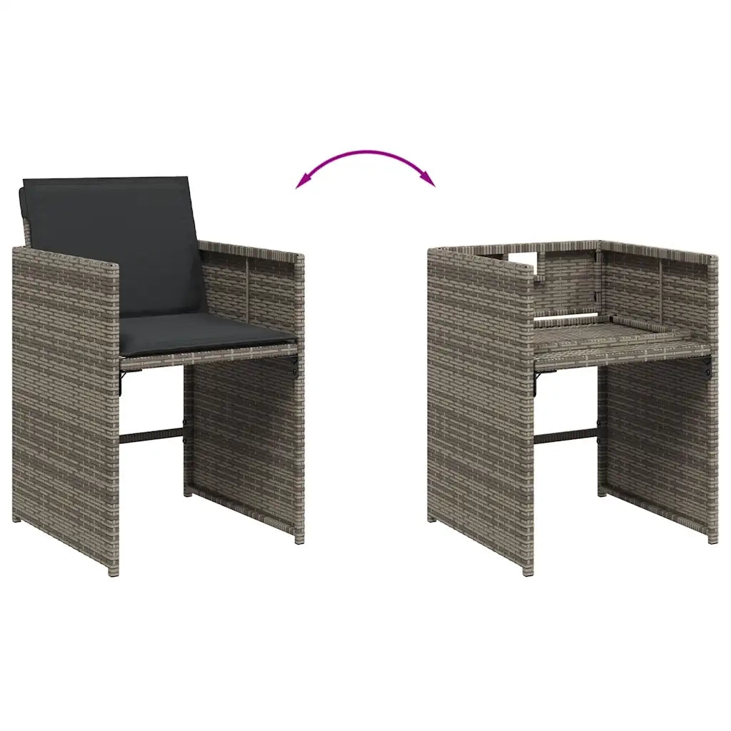 Set da Pranzo da Giardino 9 pz con Cuscini in Polyrattan Grigio 3211202