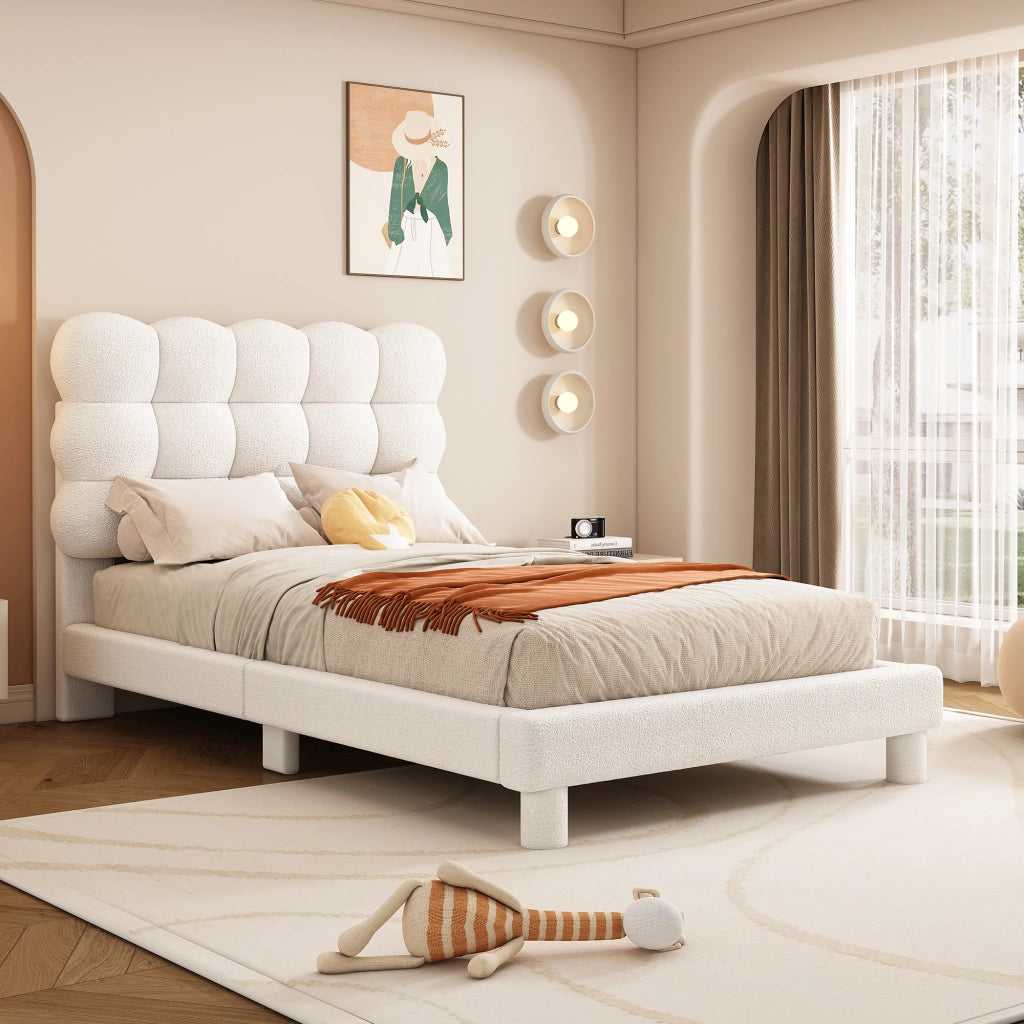 letto imbottito plush bianco 90 x 200 cm