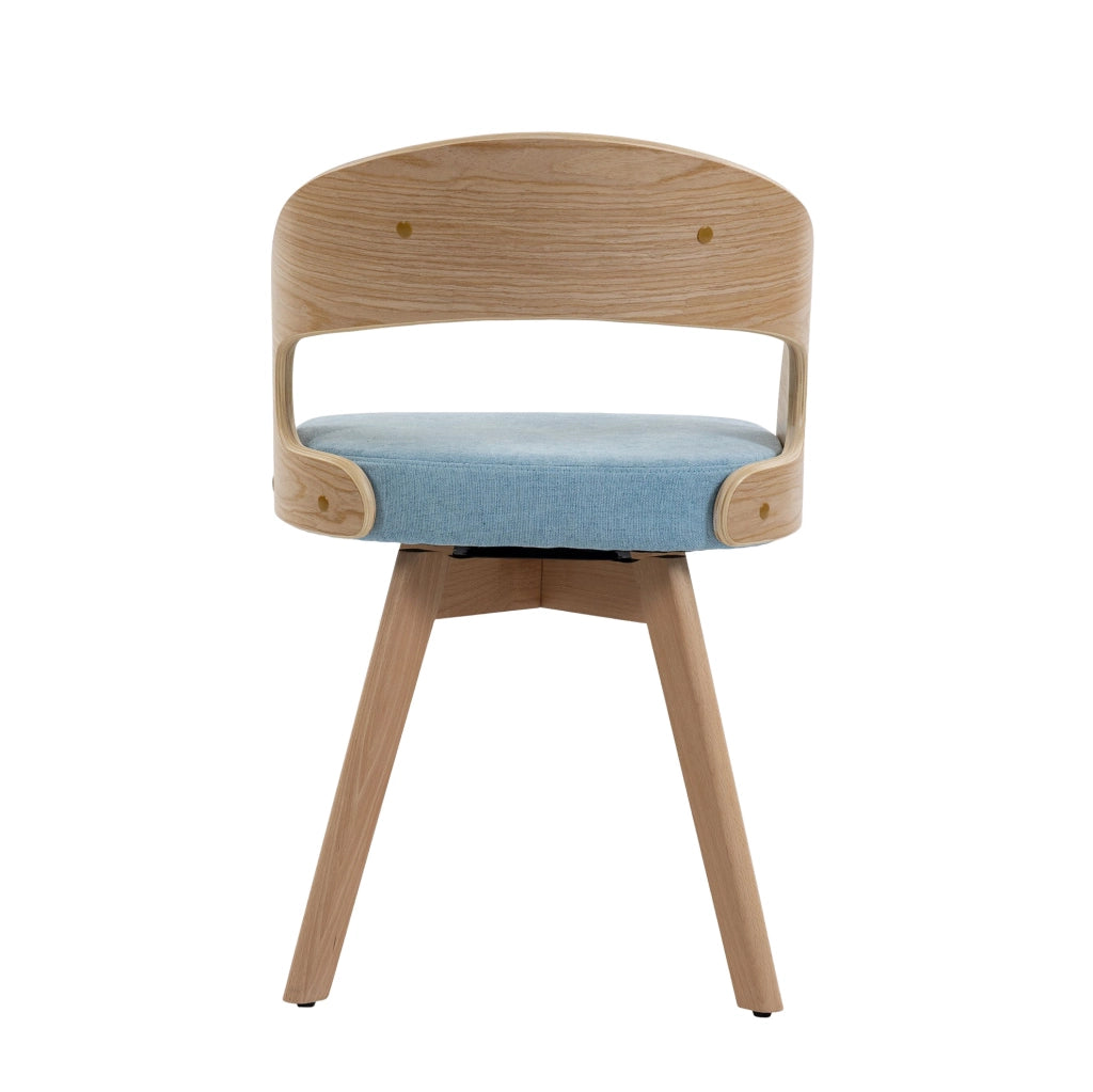 Set 2 sedie da pranzo girevoli a 360° in lino blu con gambe in faggio HOMVRA