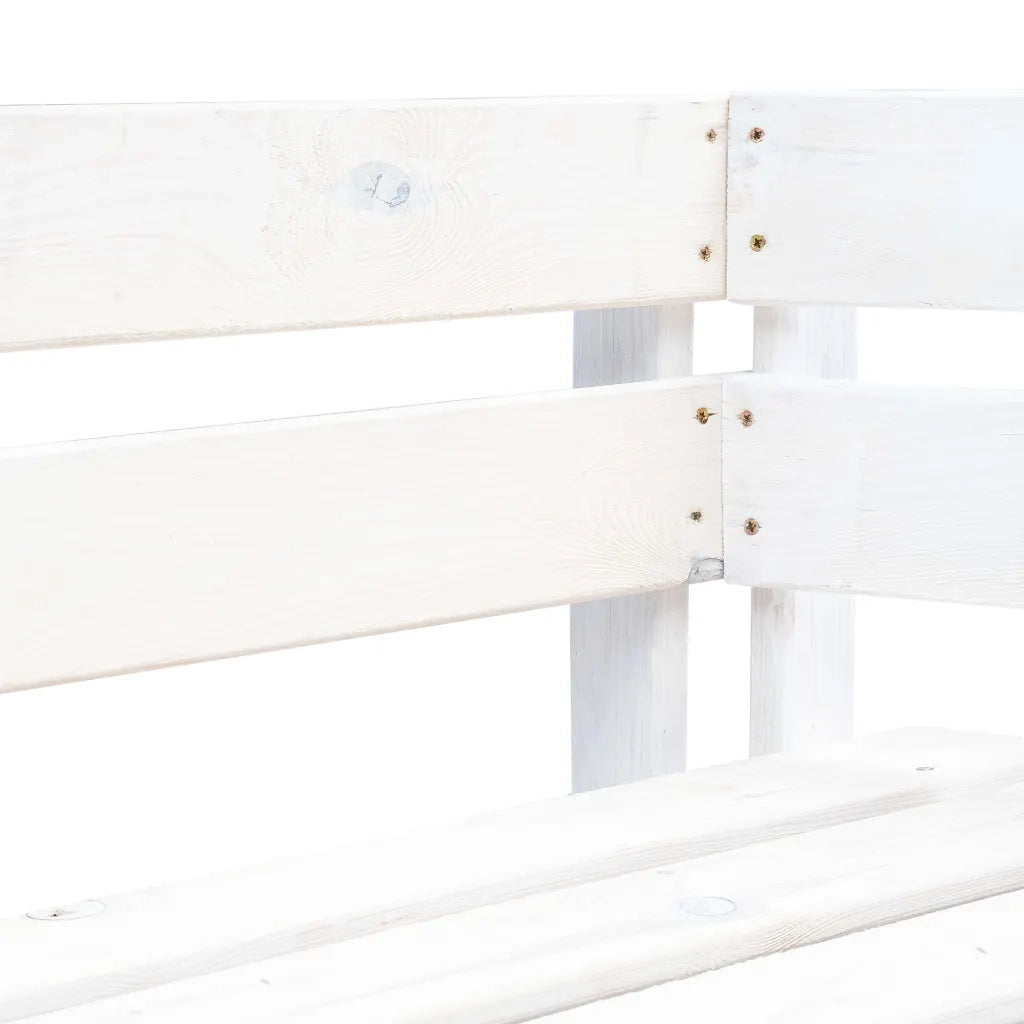 Panca Angolare da Giardino su Pallet-Sgabello-Panca da esterno in Legno Bianca