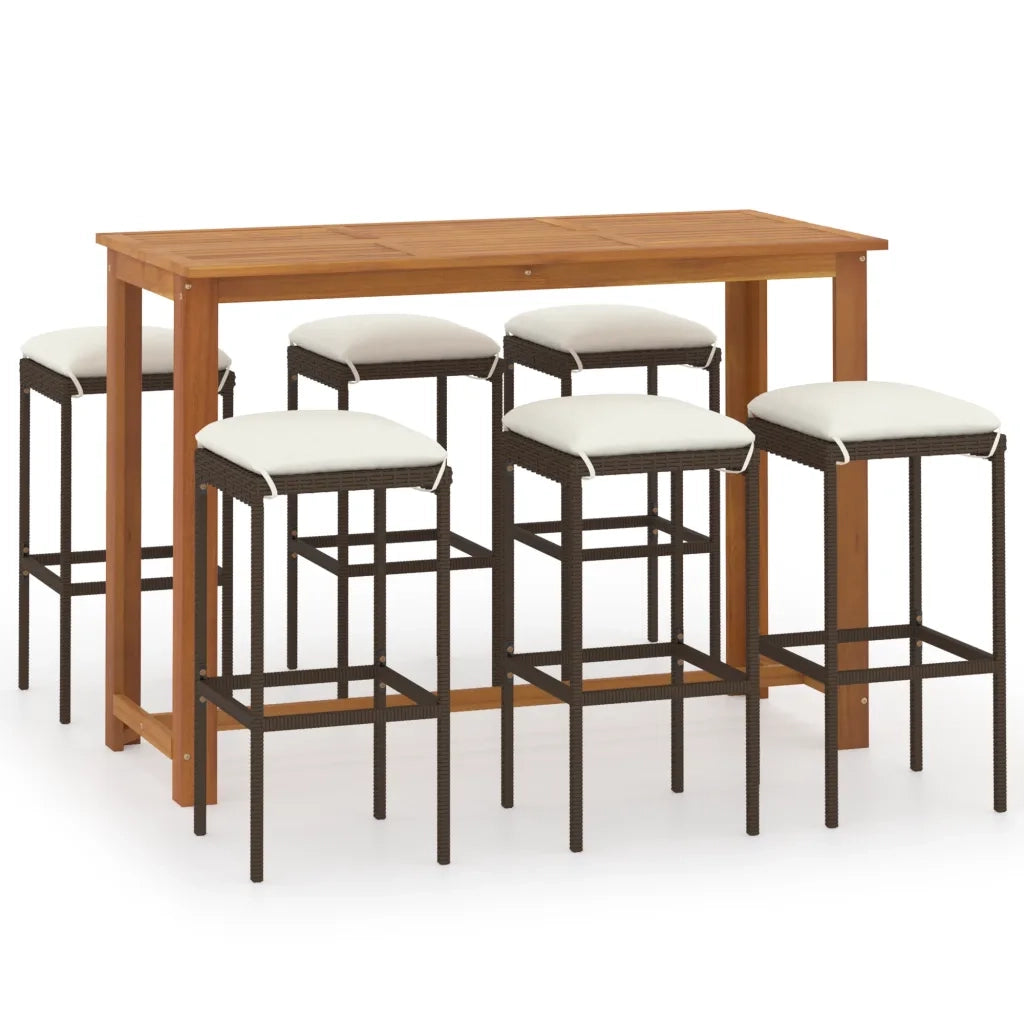 Set Bar da Giardino 7 pz con Cuscini Marrone 3068010