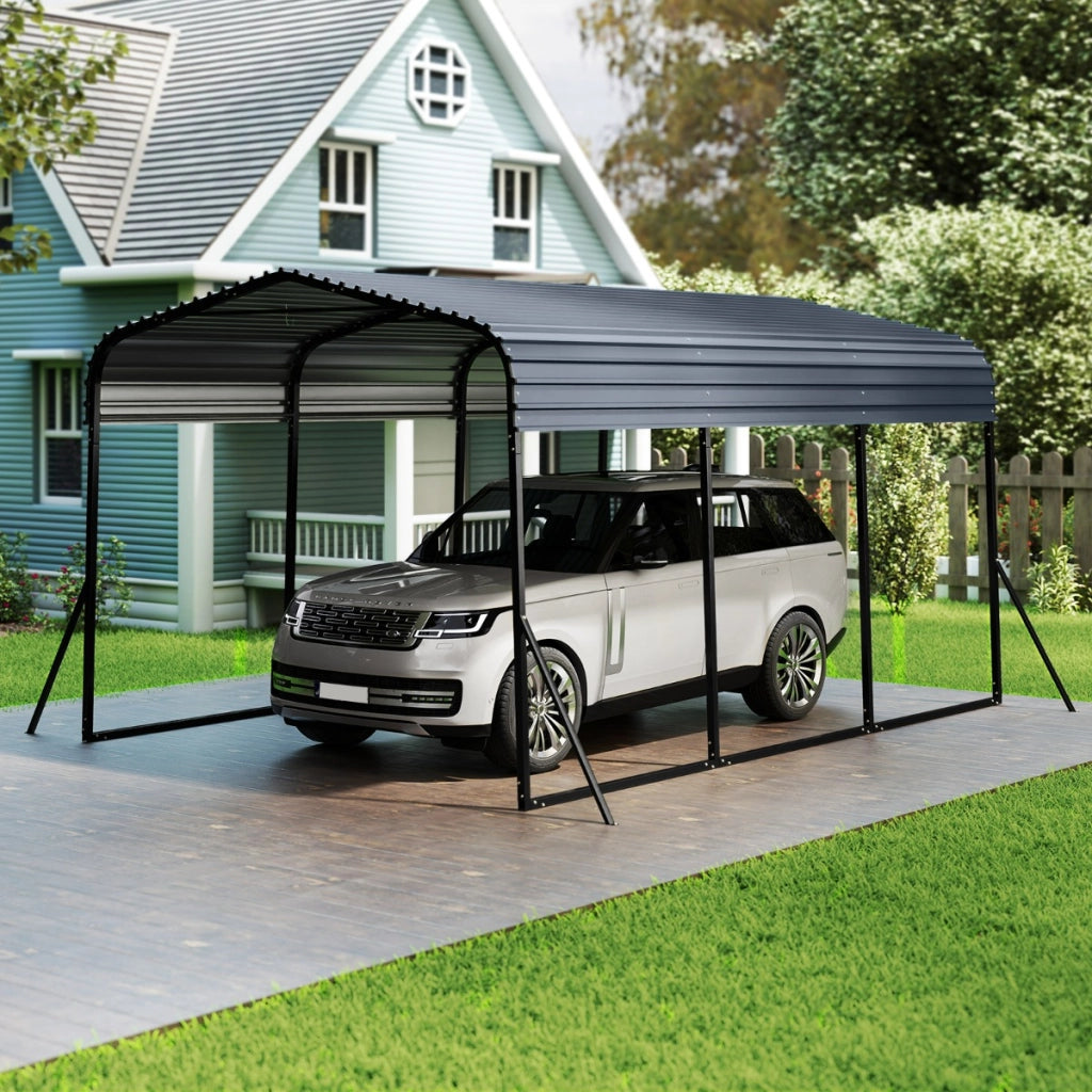 Rifugio per garage all'aperto con 4 gambe inclinate aggiunte, Tenda grande con tetto rigido per SUV e eventi Nero