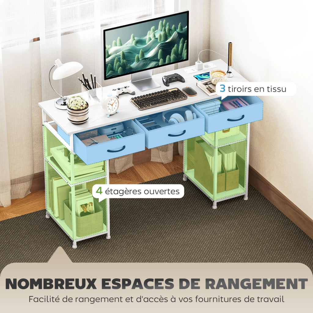 Scrivania con cassetti e ripiani ¨C zephmum ¨C bianco 120x40x76 cm